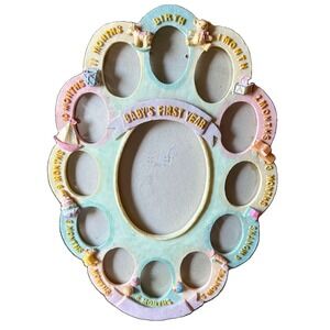 Unique Collection Baby's First Year Photo Picture Frame Baby Ceramic Vintage